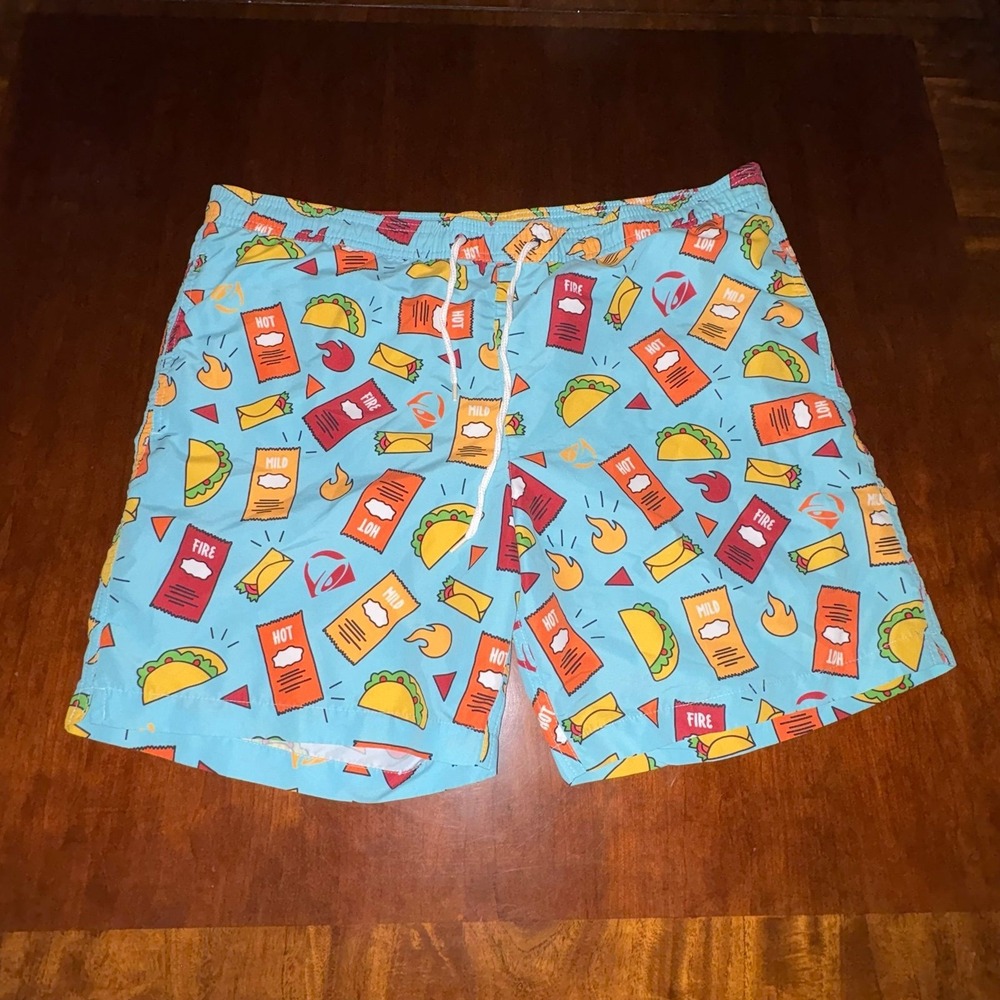 Taco Bell All Over Print Swim Trunks Shorts Size Large